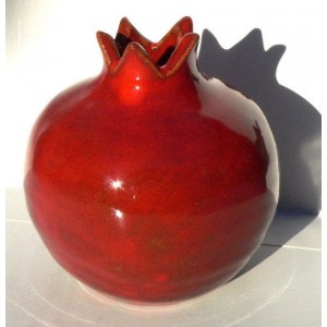 Lovely Red Pomegranate Fruit Figurine, Pottery Art Hand Made Jewish Judaica Gift   361051490921